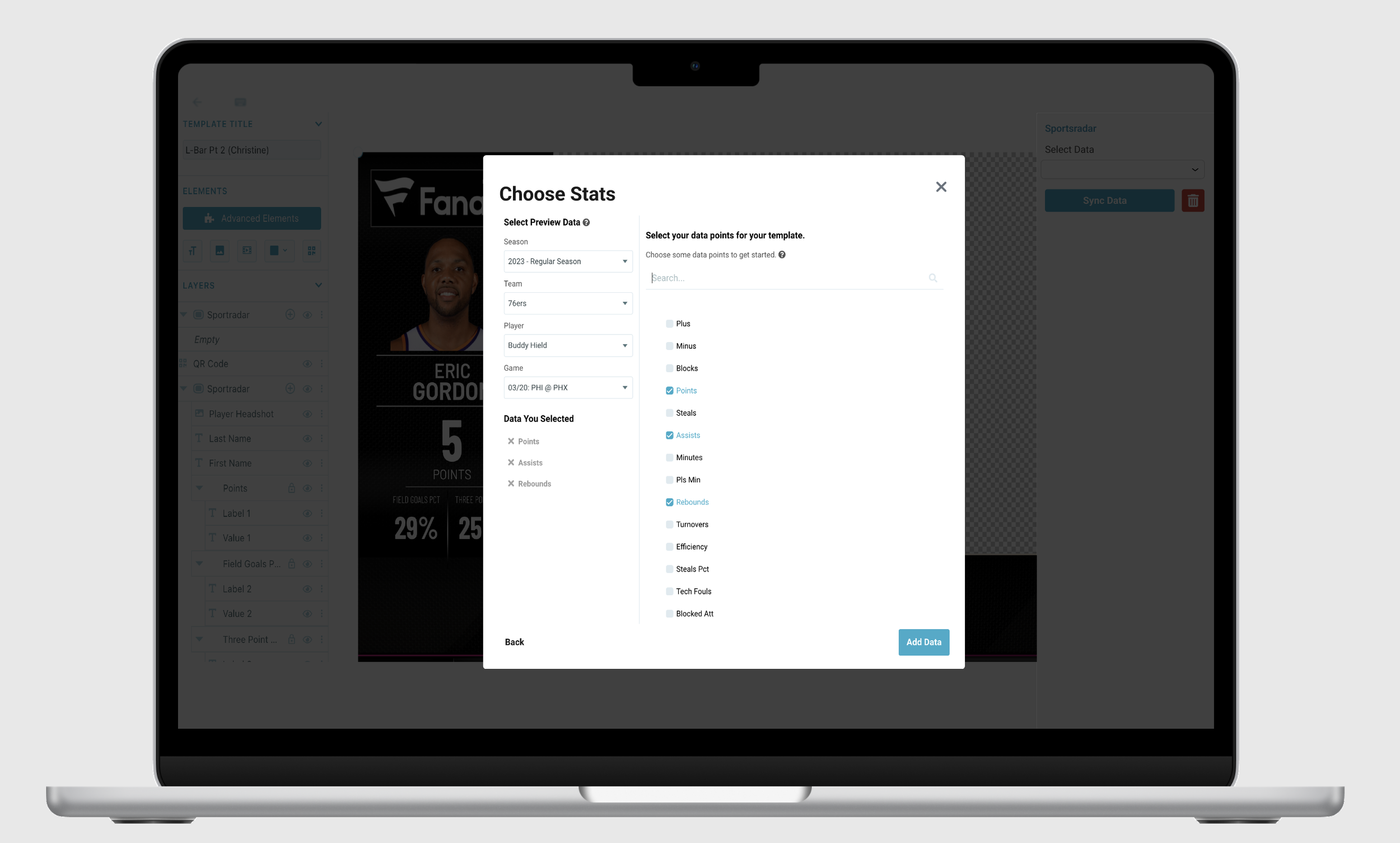 Final design  -  Sportradar integration in Graphic Editor