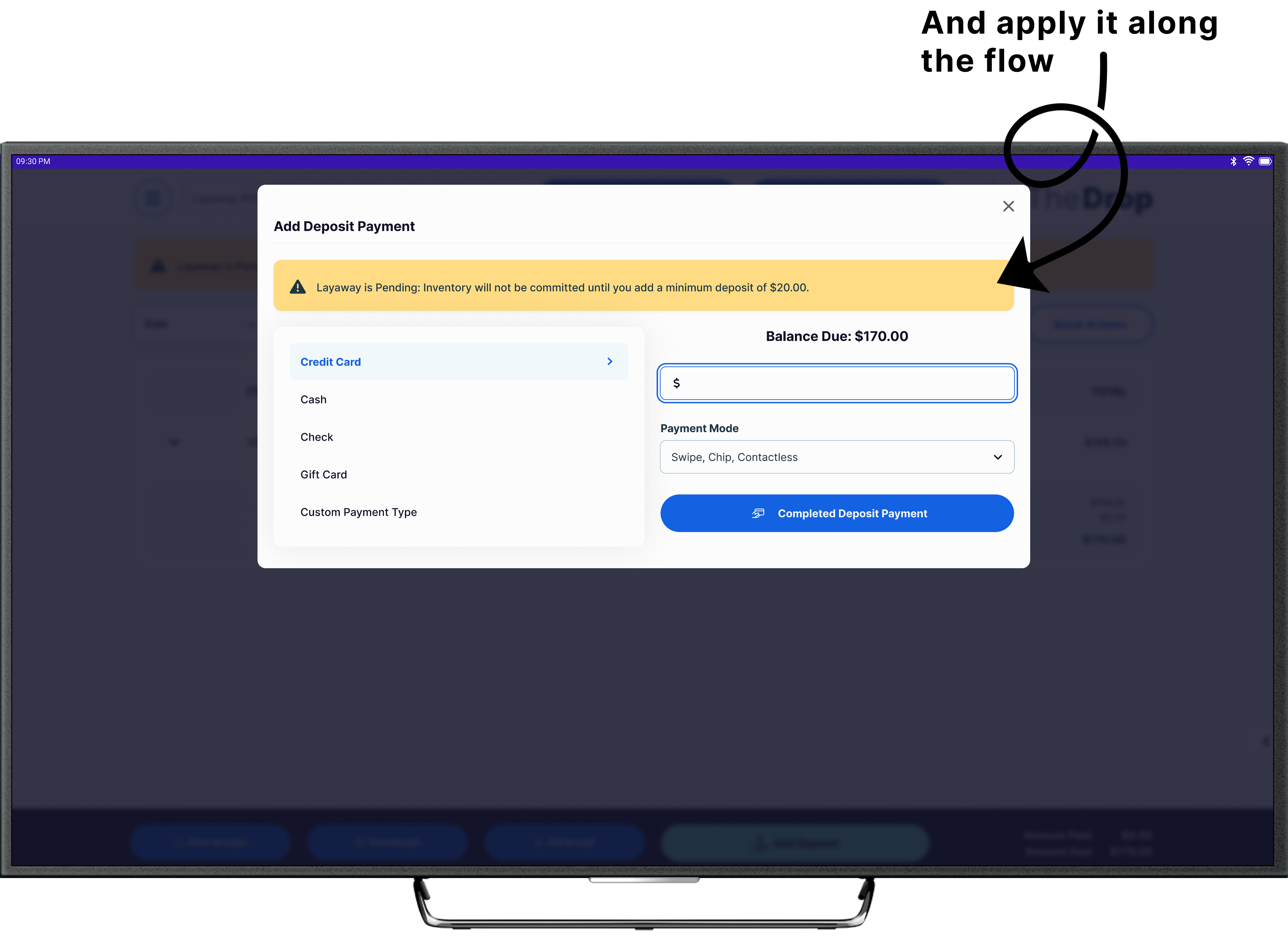 Applying the solution  -  deposit modal