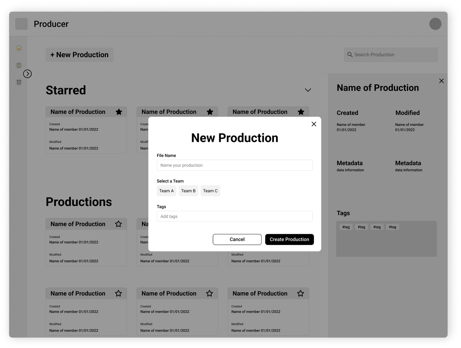 Mid-fidelity wireframe  -  expanded nav