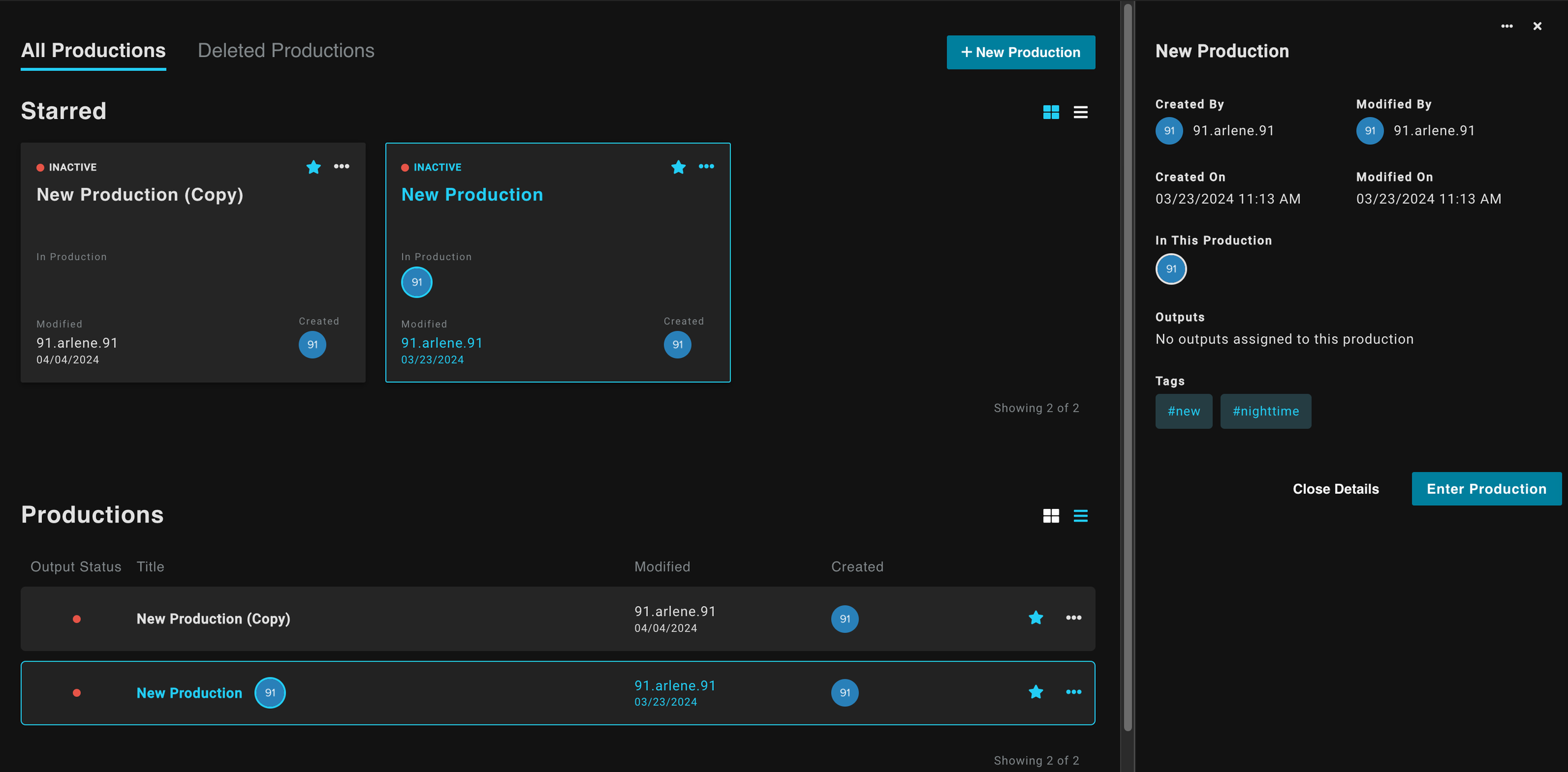 Shipped Production Dashboard redesign