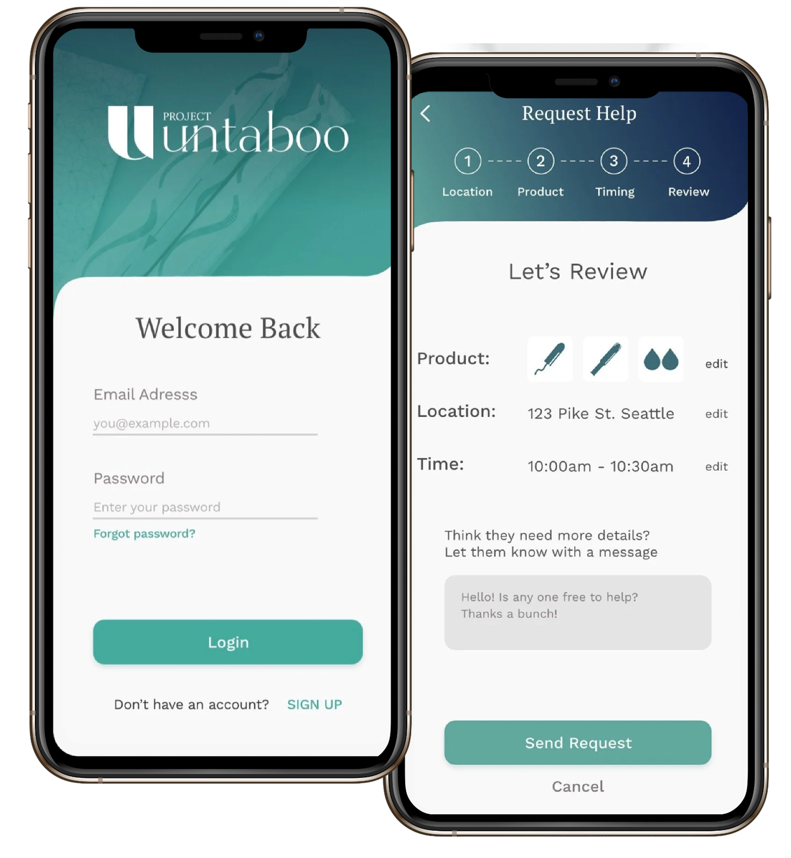 Project Untaboo mockups