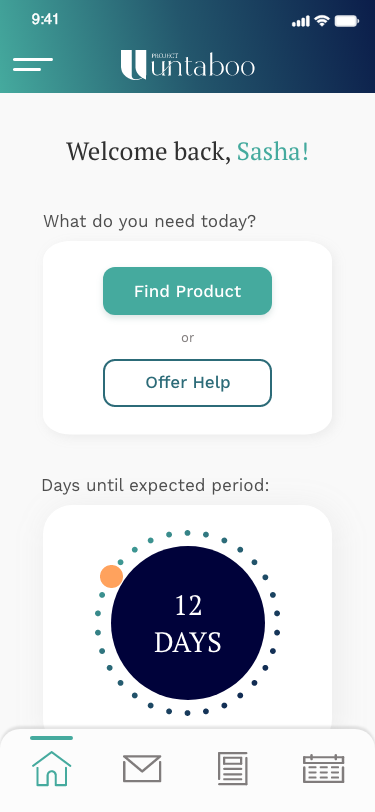 Untaboo screen homescreen_solution