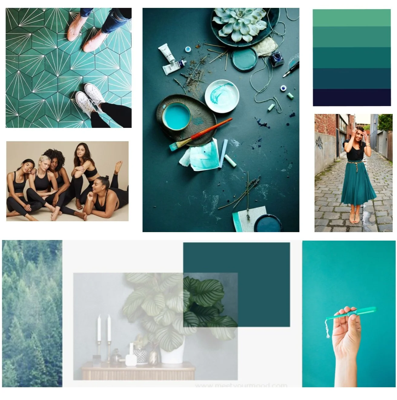 Brand moodboard  -  refined teal palette and visual direction